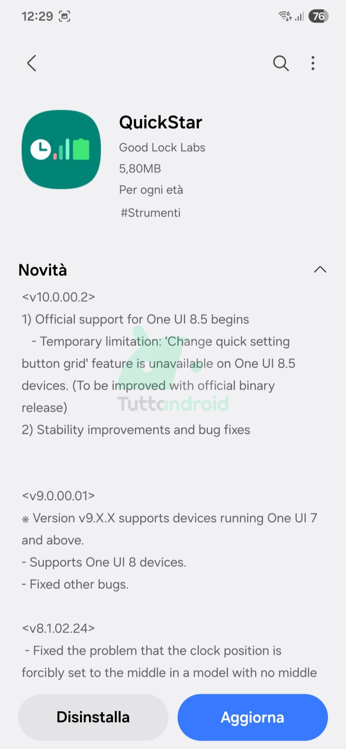 Mise à jour QuickStar