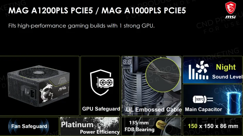 Technologie Geeknetic SAFEGUARD+ et efficacité TITANIUM dans les nouvelles alimentations hautes performances MSI 5