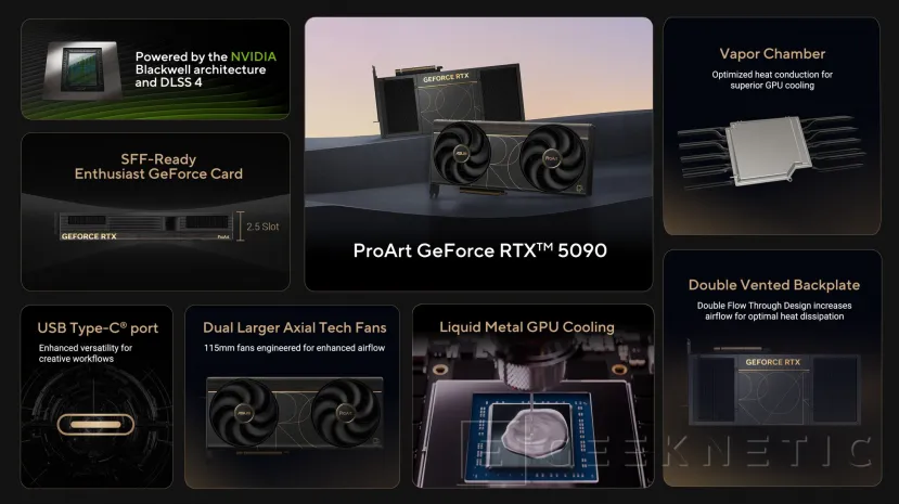 Geeknetic ASUS ProArt GeForce RTX 5090 32 Go GDDR7 OC Edition, le GPU le plus puissant désormais au format 2,5 slots 3 SFF