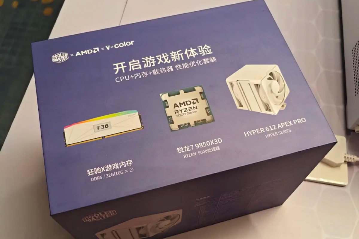 AMD prépare un kit avec le Ryzen 7 9850X3D accompagné de 32 Go DDR5 de V-Color et d'un dissipateur thermique Cooler Master Hyper 612 Apex Pro