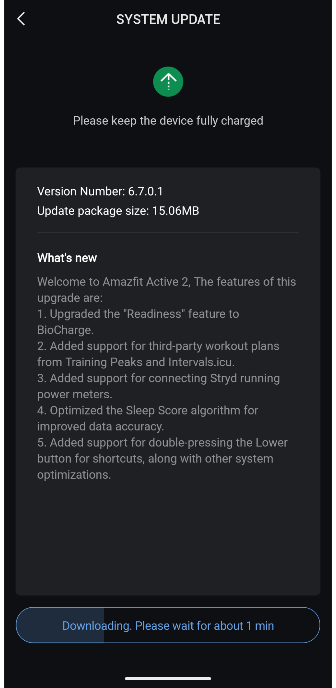 Amazfit Active 2 Round - mise à jour v6.7.0.1
