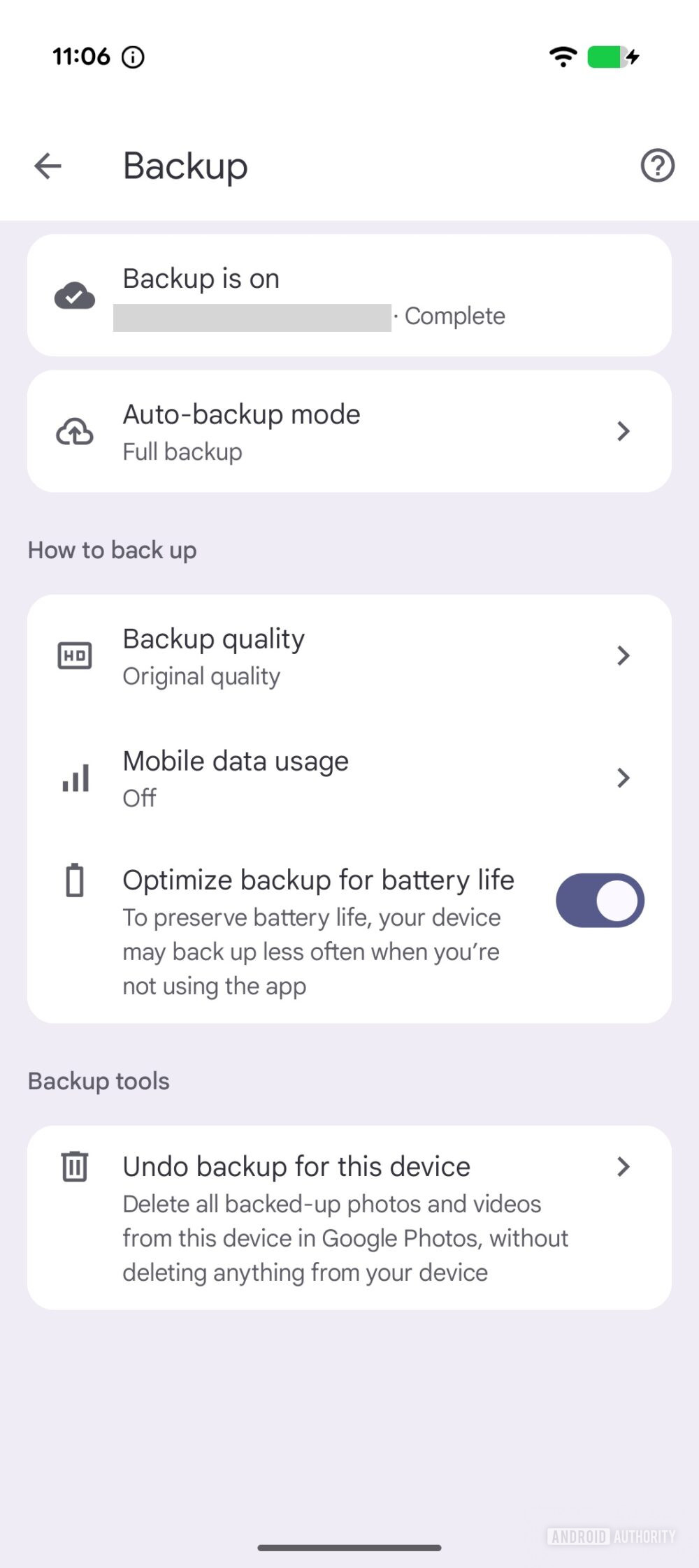 Google Photos v7.59 - Restreindre l'option de sauvegarde AA
