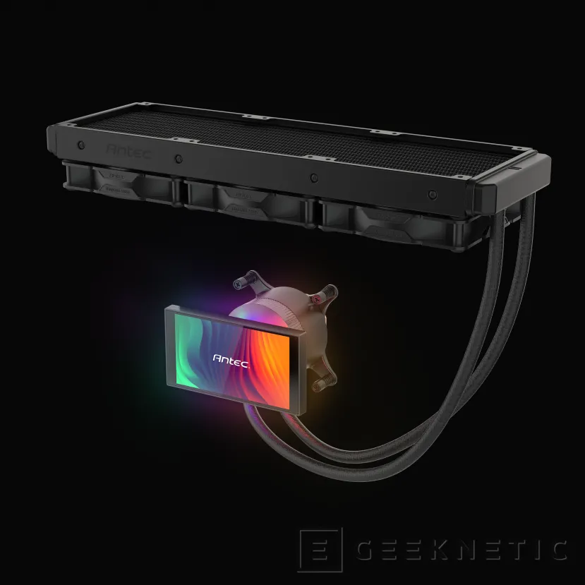 Geeknetic Le nouveau RL AiO Antec Vortex View 360 dispose d'un écran de 5 pouces sur la tête que vous pouvez faire pivoter et orienter sans outils 4