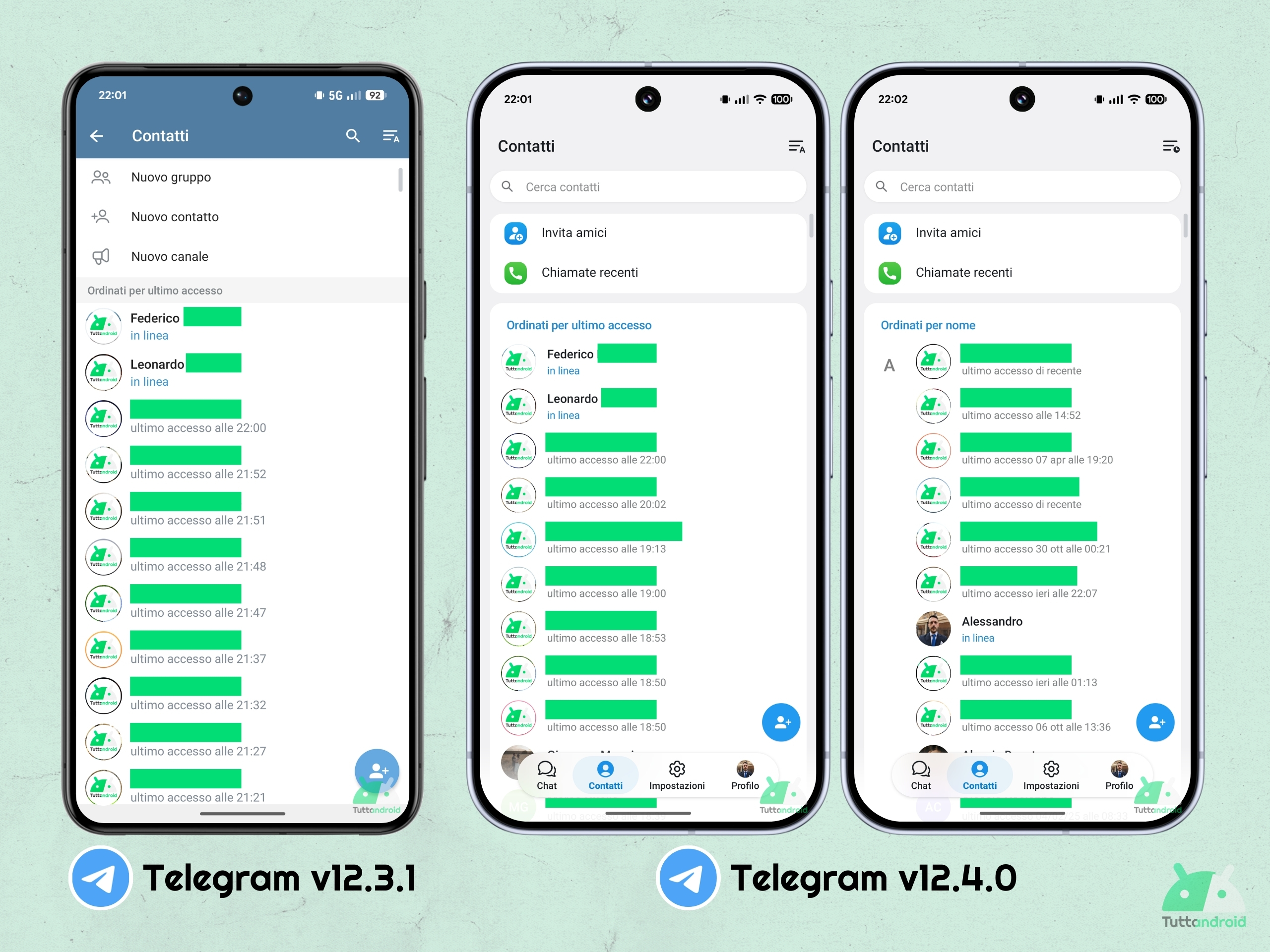 Telegram v12.4.0 - Nouvelle interface utilisateur - 02 Contacts