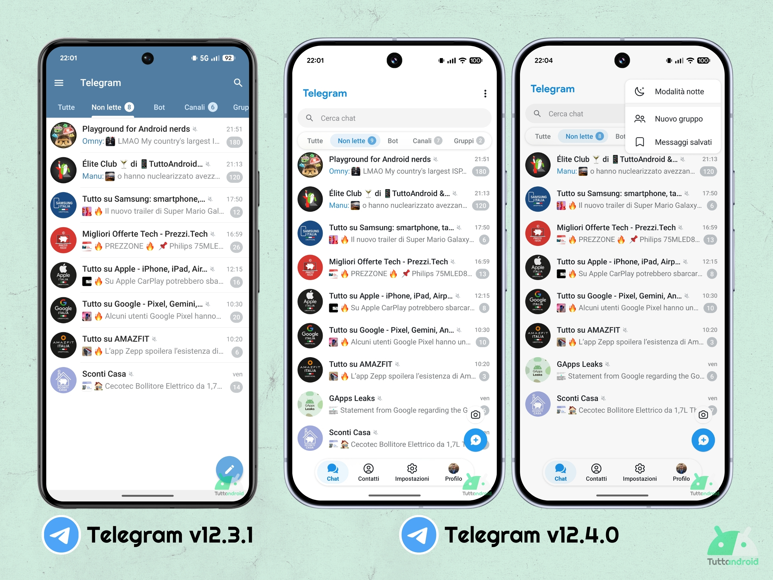 Telegram v12.4.0 - Nouvelle interface utilisateur - 01 Chat
