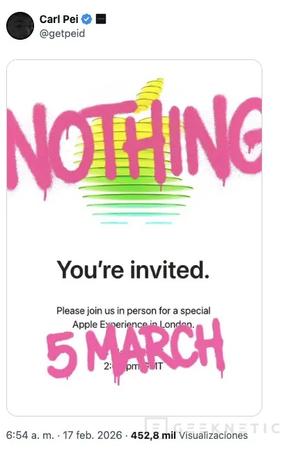 Geeknetic Nothing confirme que le Phone (4a) aura des processeurs Snapdragon lors de sa présentation le 5 mars 2