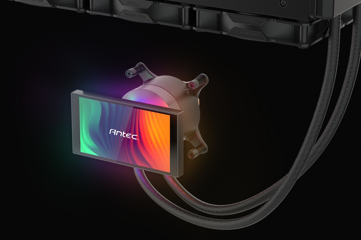 Le nouveau RL AiO Antec Vortex View 360 dispose d'un écran de 5 pouces sur la tête que vous pouvez faire pivoter et orienter sans outils