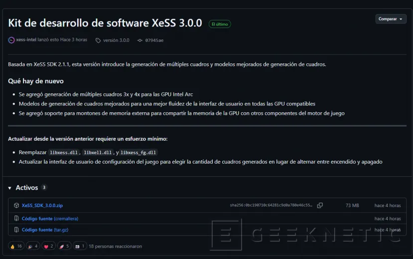 Geeknetic Intel publie le SDK XeSS 3.0 avec génération de trames multiples, mais ne publie pas son code source 2