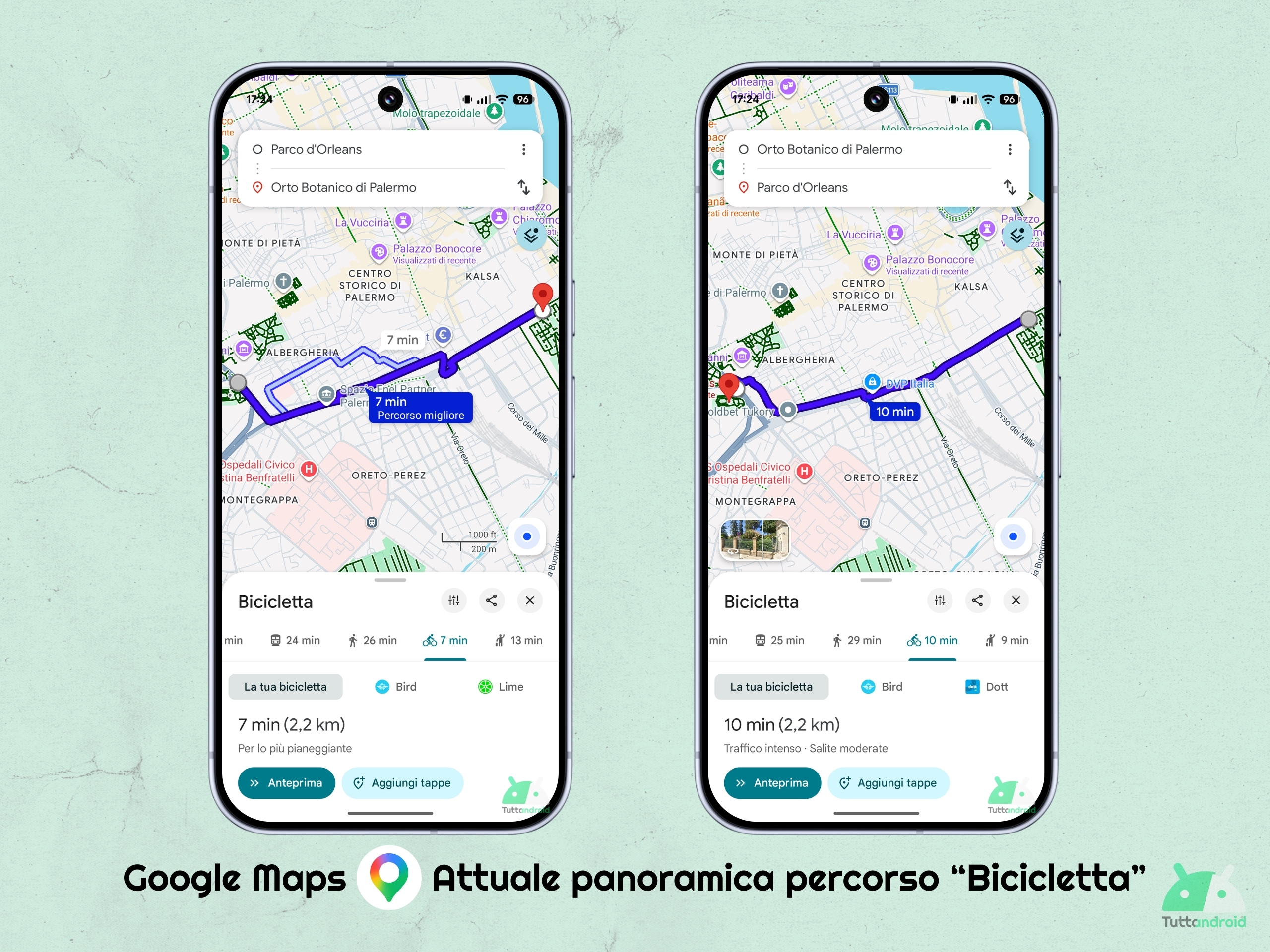 Google maps v26.11.06 - Aperçu actuel des itinéraires cyclables