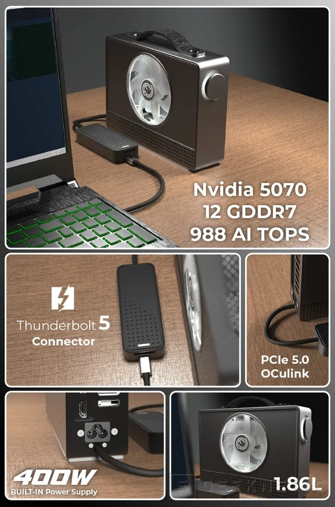 Geeknetic Alimentez votre console portable : cet eGPU avec RTX 5070 coûte moins cher que prévu 3