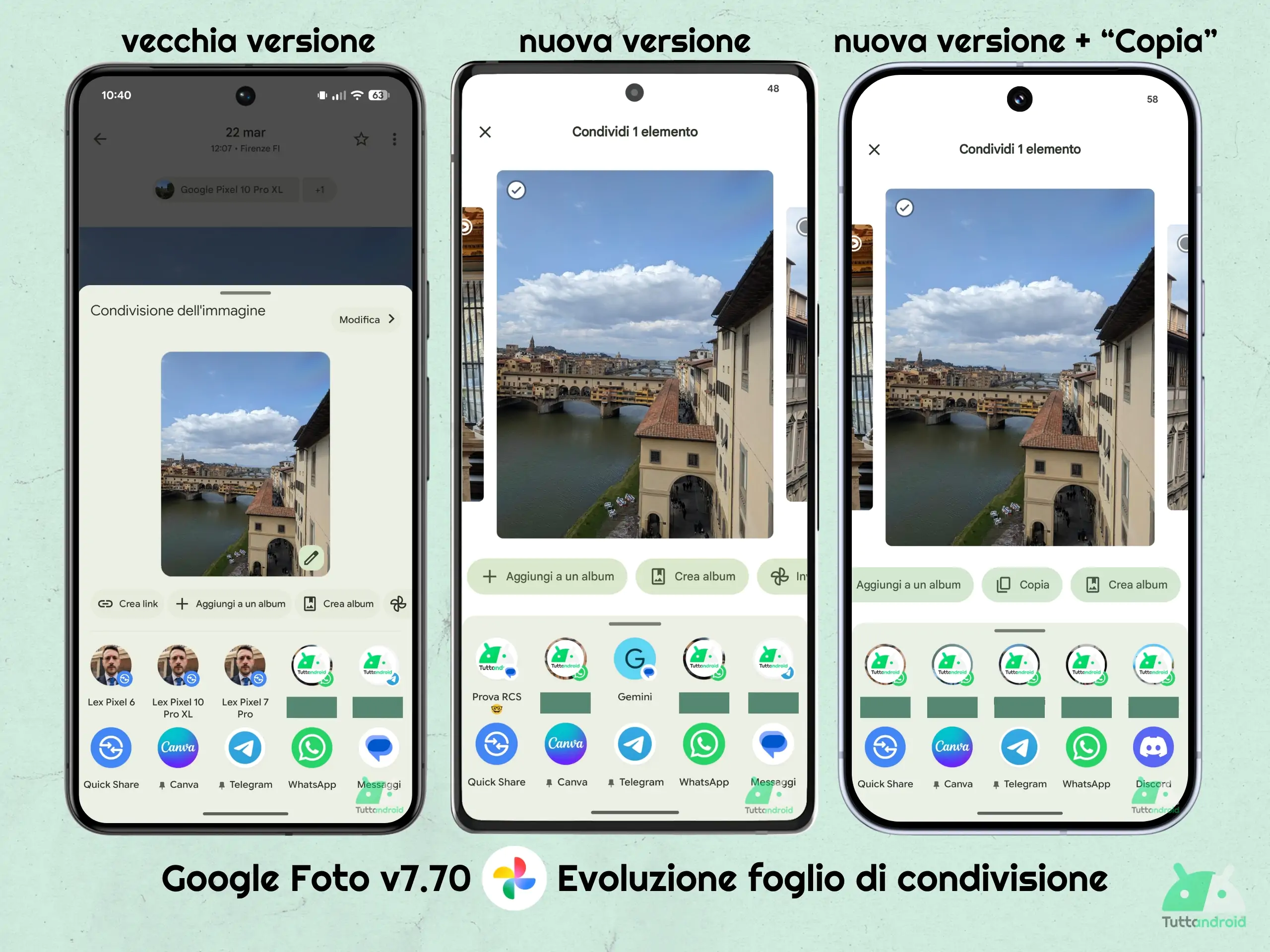 Google Photos v7.70 - Option Copier vers une nouvelle feuille de partage