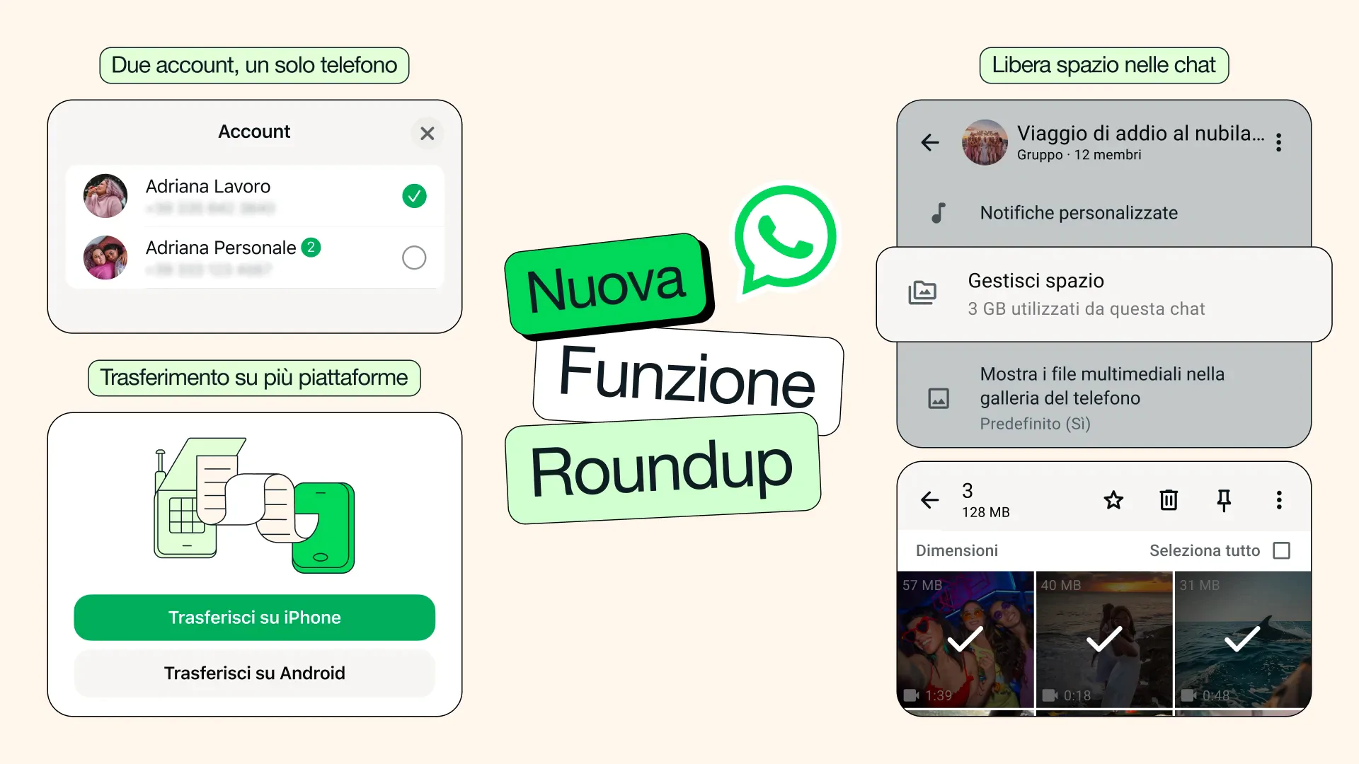 Brouillons d'IA d'actualités WhatsApp, transfert de chat multiplateforme 