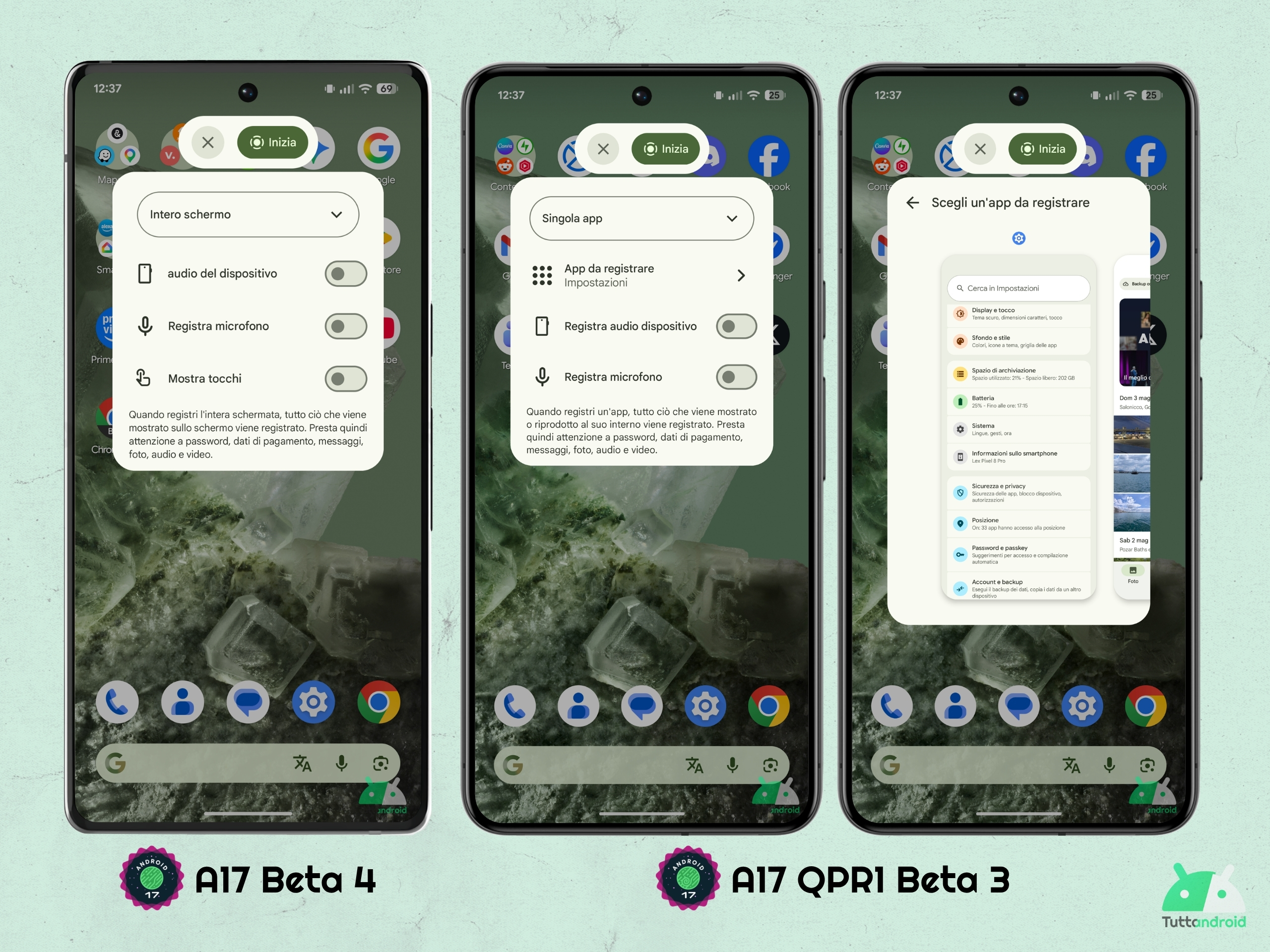 Android 17 QPR1 - Bêta 3 - Enregistreur d'écran - Application unique par défaut