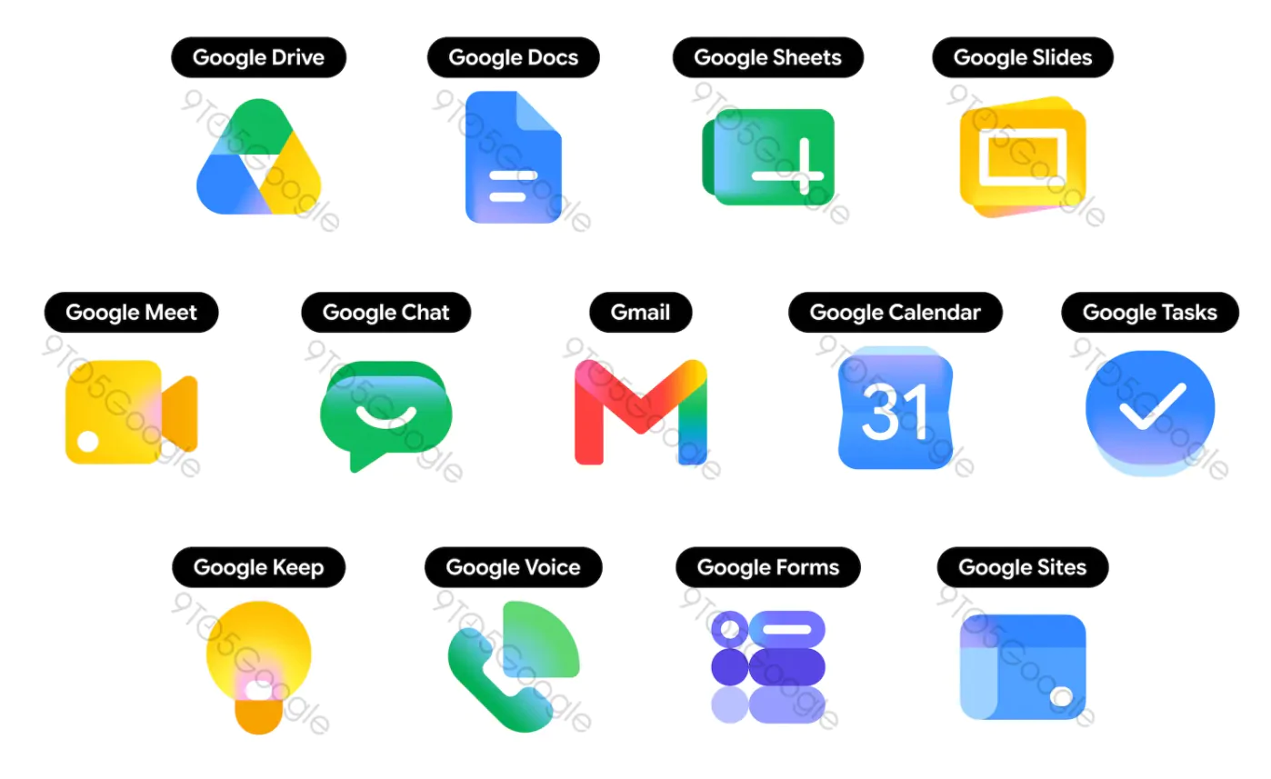 Nouvelles icônes de Google Workspace