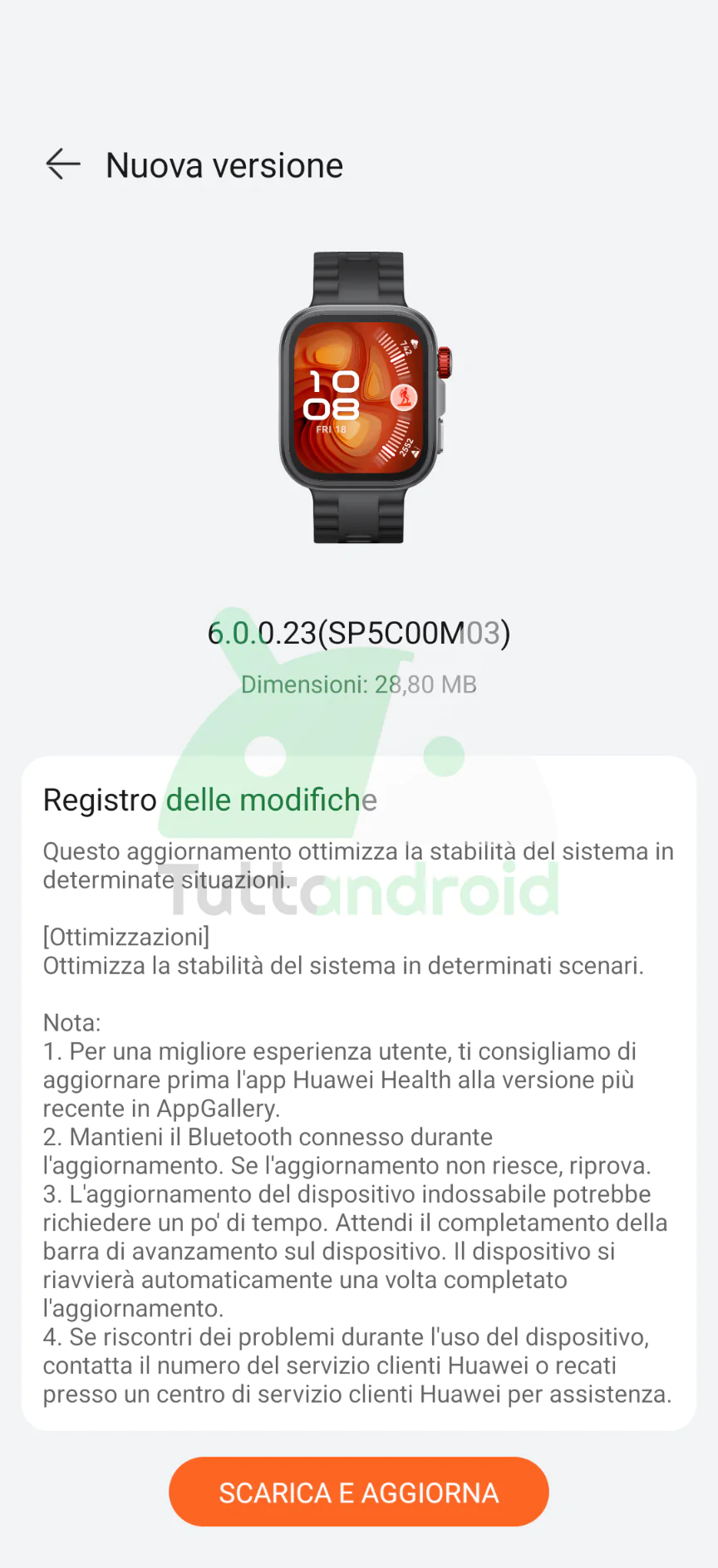 HUAWEI Watch Fit 4 Pro - mise à jour v6.0.023