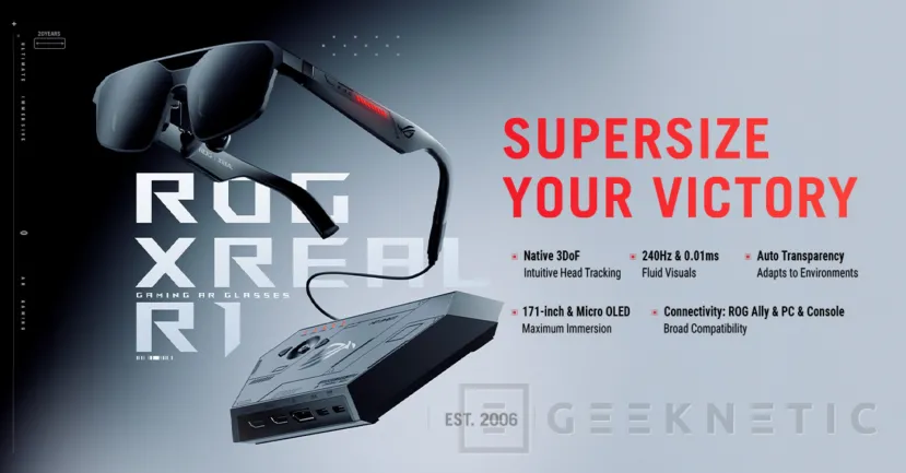 Geeknetic L'ASUS ROG XREAL R1 a déjà un prix en Espagne : 849 euros et disponibilité le 2 juin