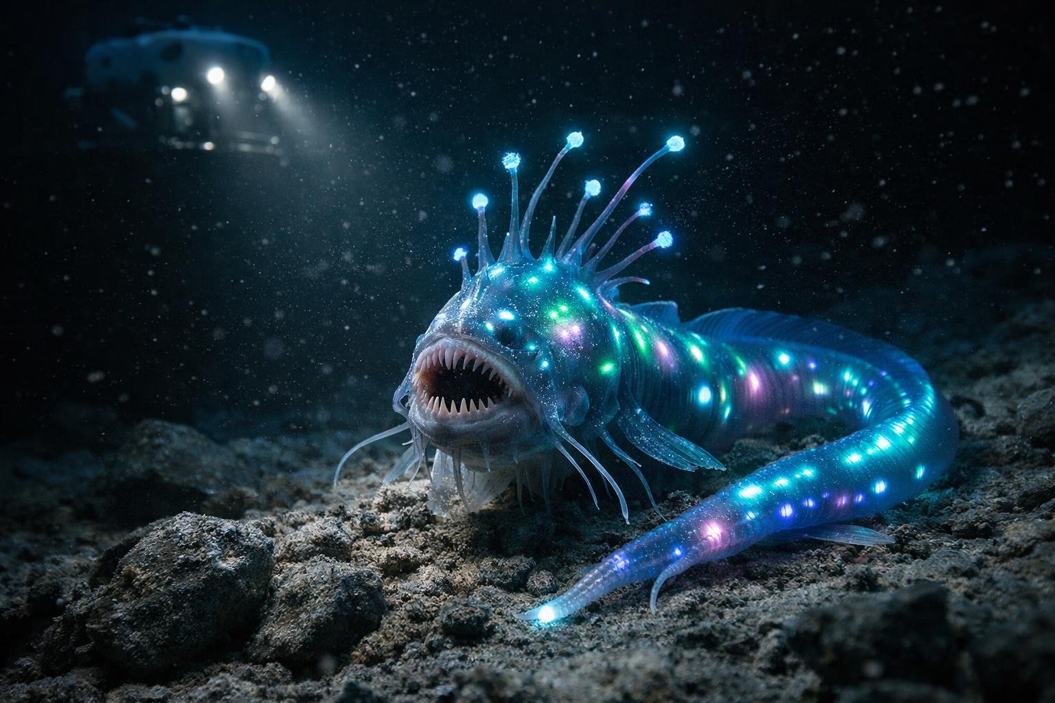 Une étrange créature bioluminescente découverte à 6 000 mètres de profondeur dans une fosse jamais explorée du Pacifique