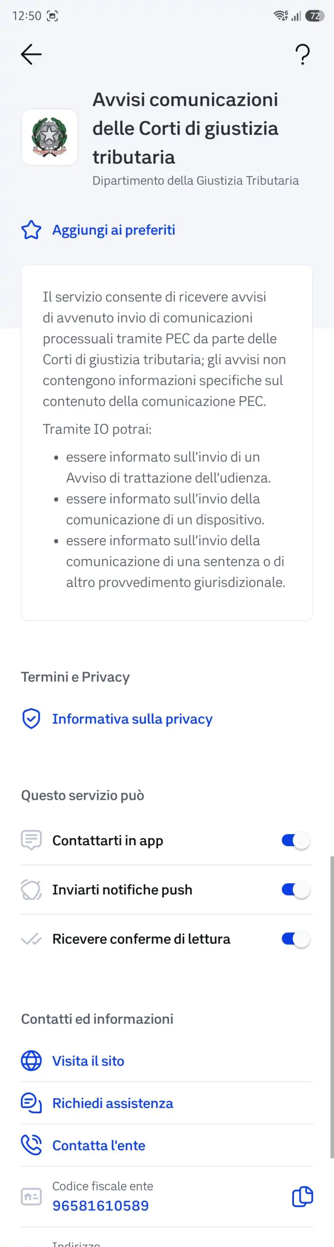 communications procédurales des tribunaux fiscaux sur l'application IO