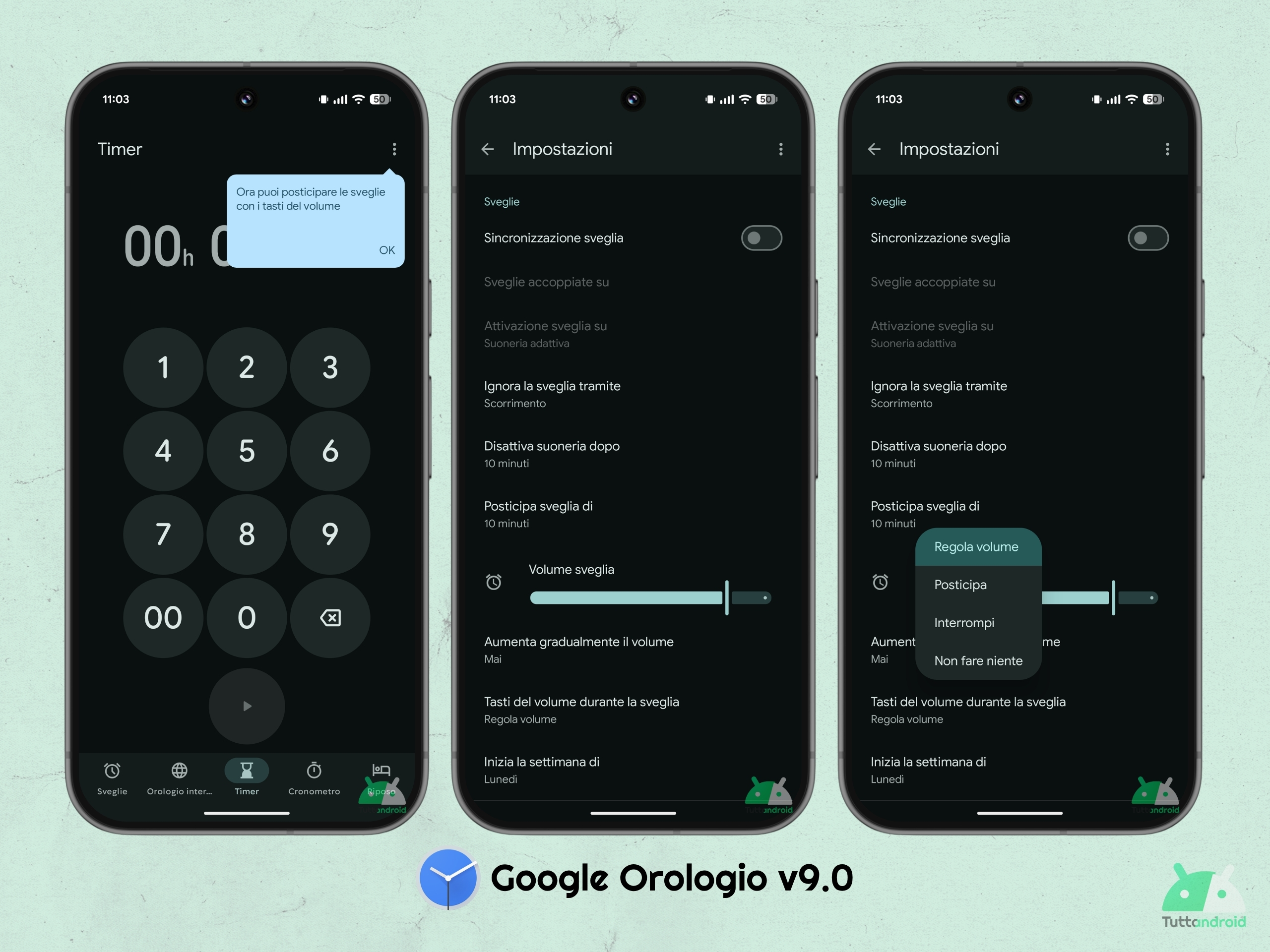 Google Clock v9.0 - Touches de volume de l'alarme Snooze