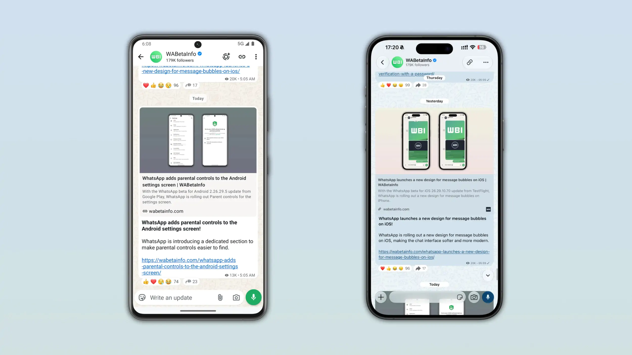 compteur de vues des publications sur les chaînes WhatsApp