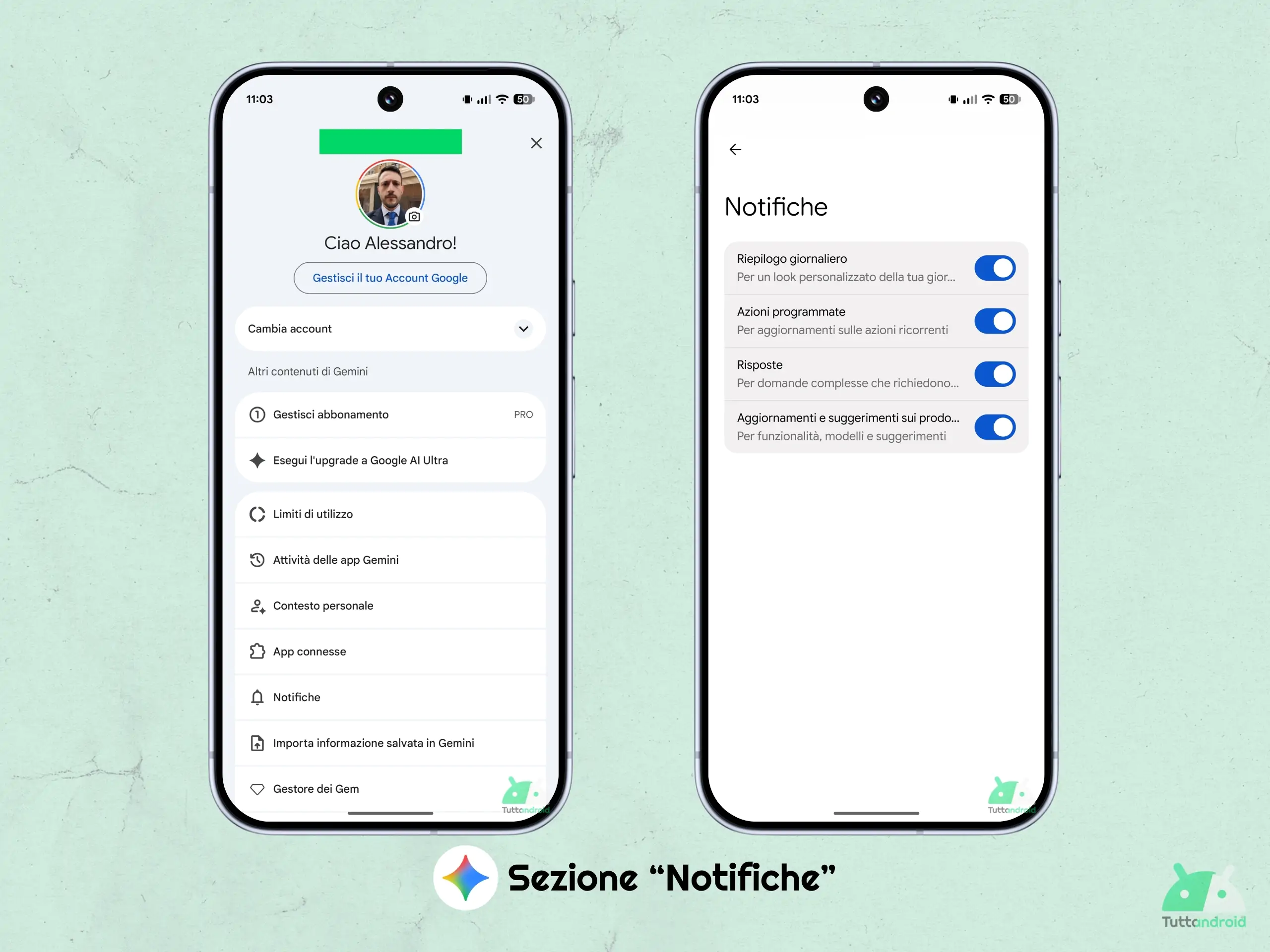Google App v17.44.12 bêta - Gemini - Section Notifications