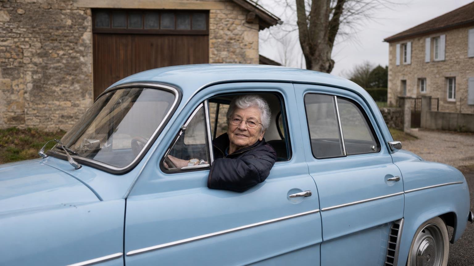 À 79 ans Colette conduit toujours la Renault Dauphine que son mari lui avait offerte en 1962
