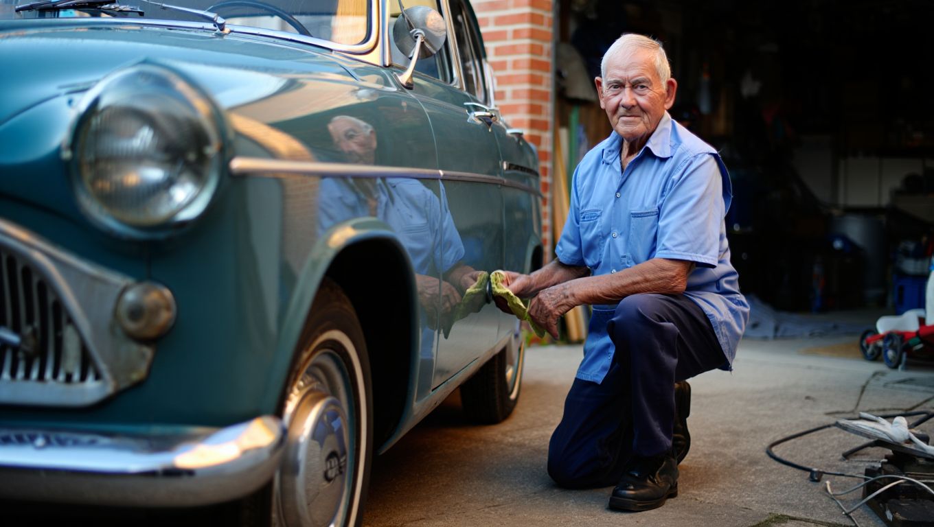 À 83 ans Fernand entretient encore lui-même la Simca Aronde de 1959 quʼil a achetée neuve