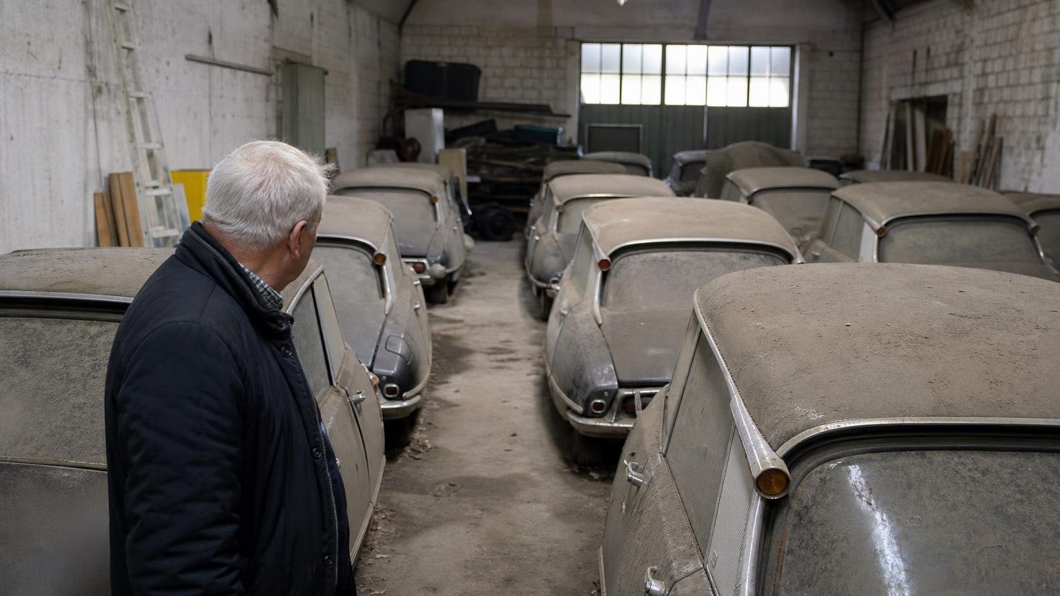 Ce garage de lʼOrne abrite douze Citroën DS qui nʼont plus roulé depuis 1985