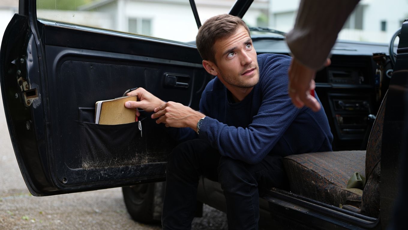 Il achète une voiture dʼoccasion et découvre un carnet caché dans la portière