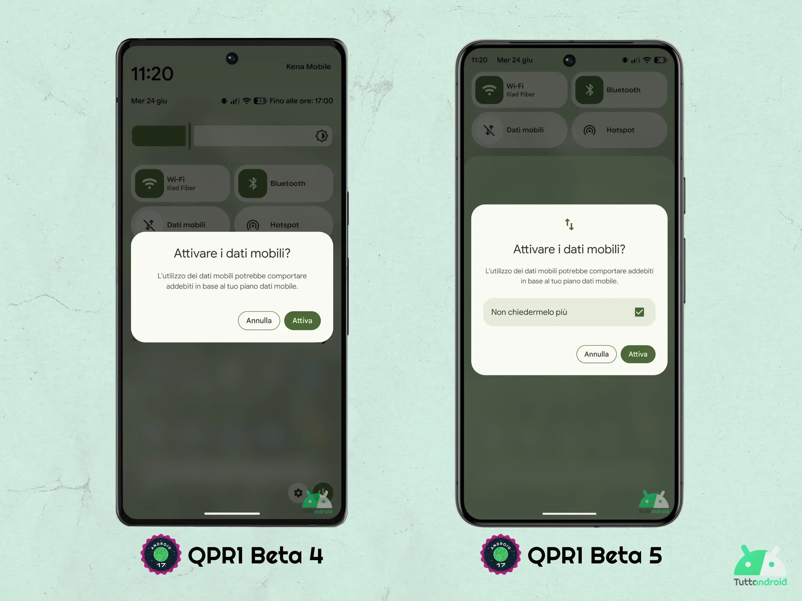 Android 17 QPR1 - Bêta 5 - Activer les données mobiles