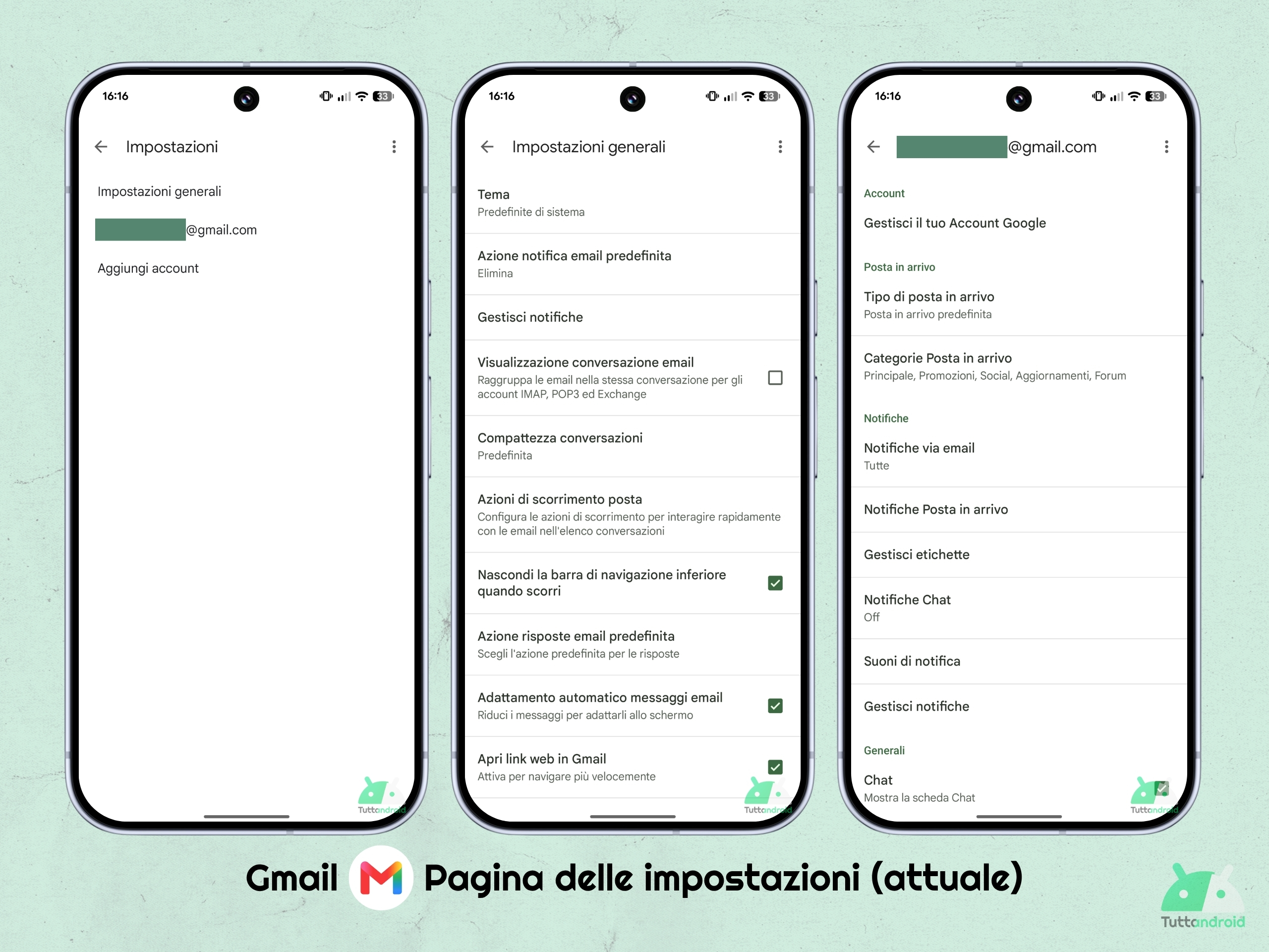 Gmail - page des paramètres actuels
