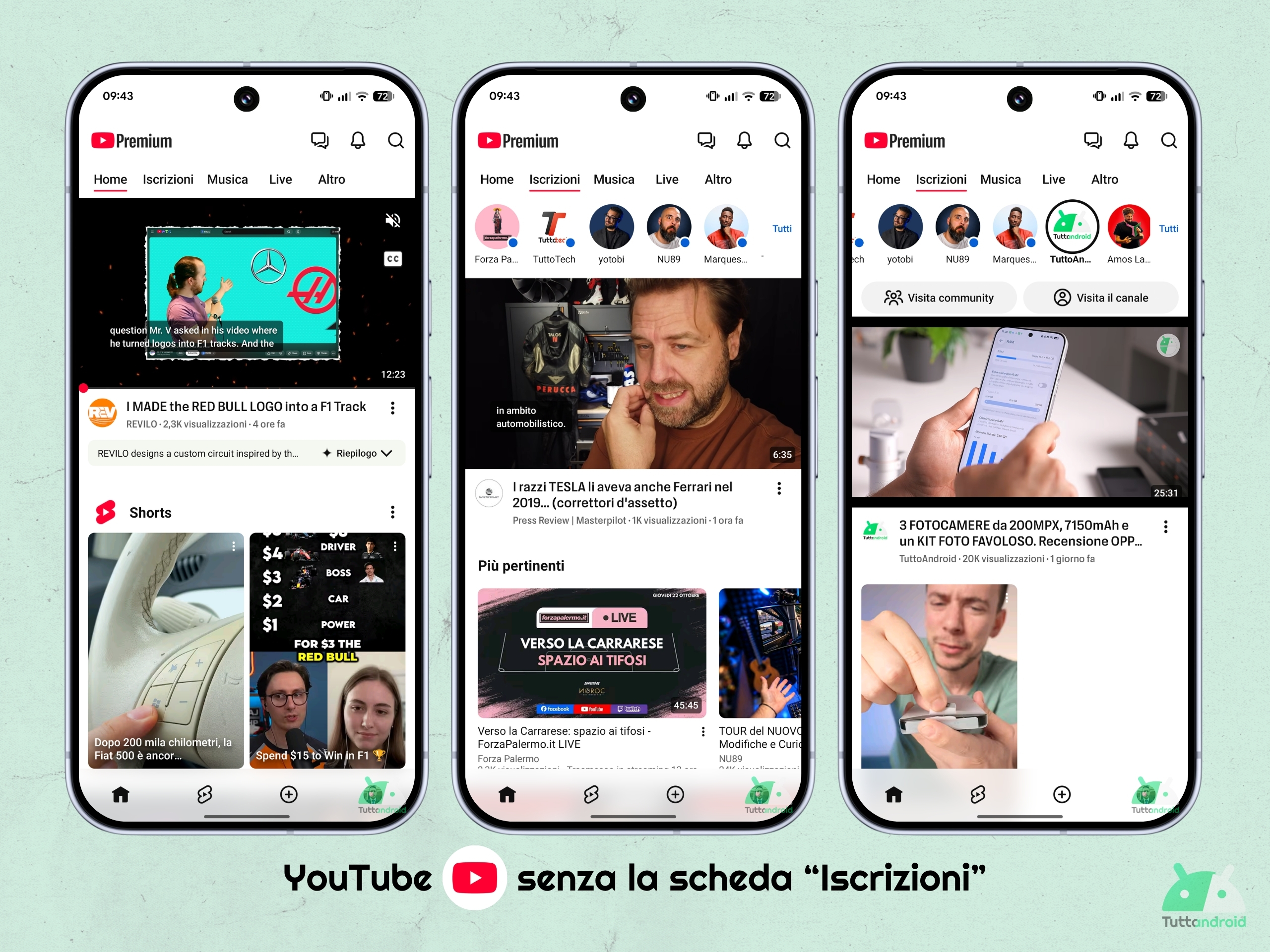 YouTube - octobre 2026 - sans onglet abonnements