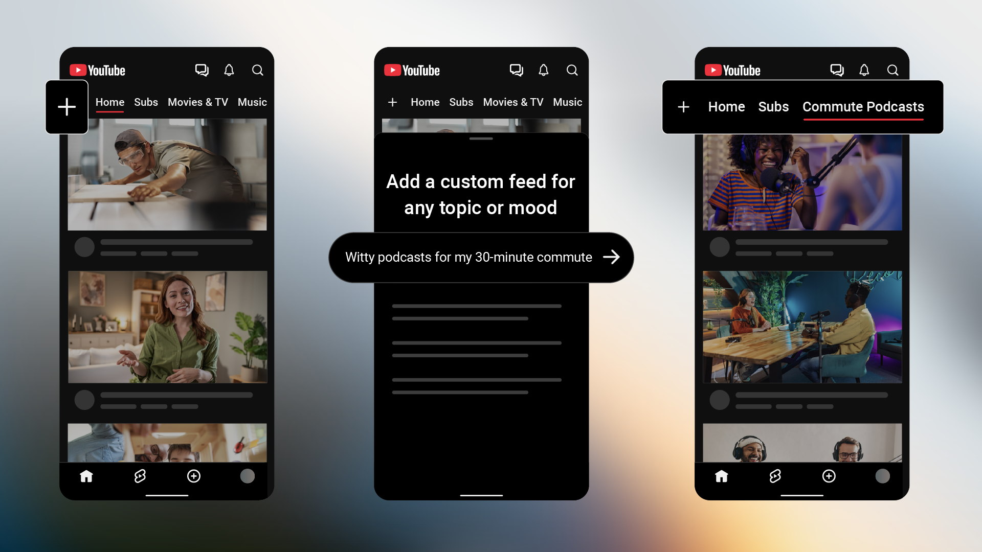 YouTube - prise en charge des flux personnalisés